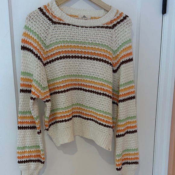 Rip Curl Sweaters - Rip Curl Cream Multicolor Striped Sweater